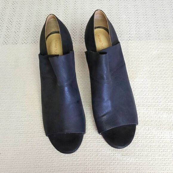 Adam Tucker McKenna Black Leather Sz. 10 3" Heeled Open Peep Toe Shoes - Picture 1 of 10